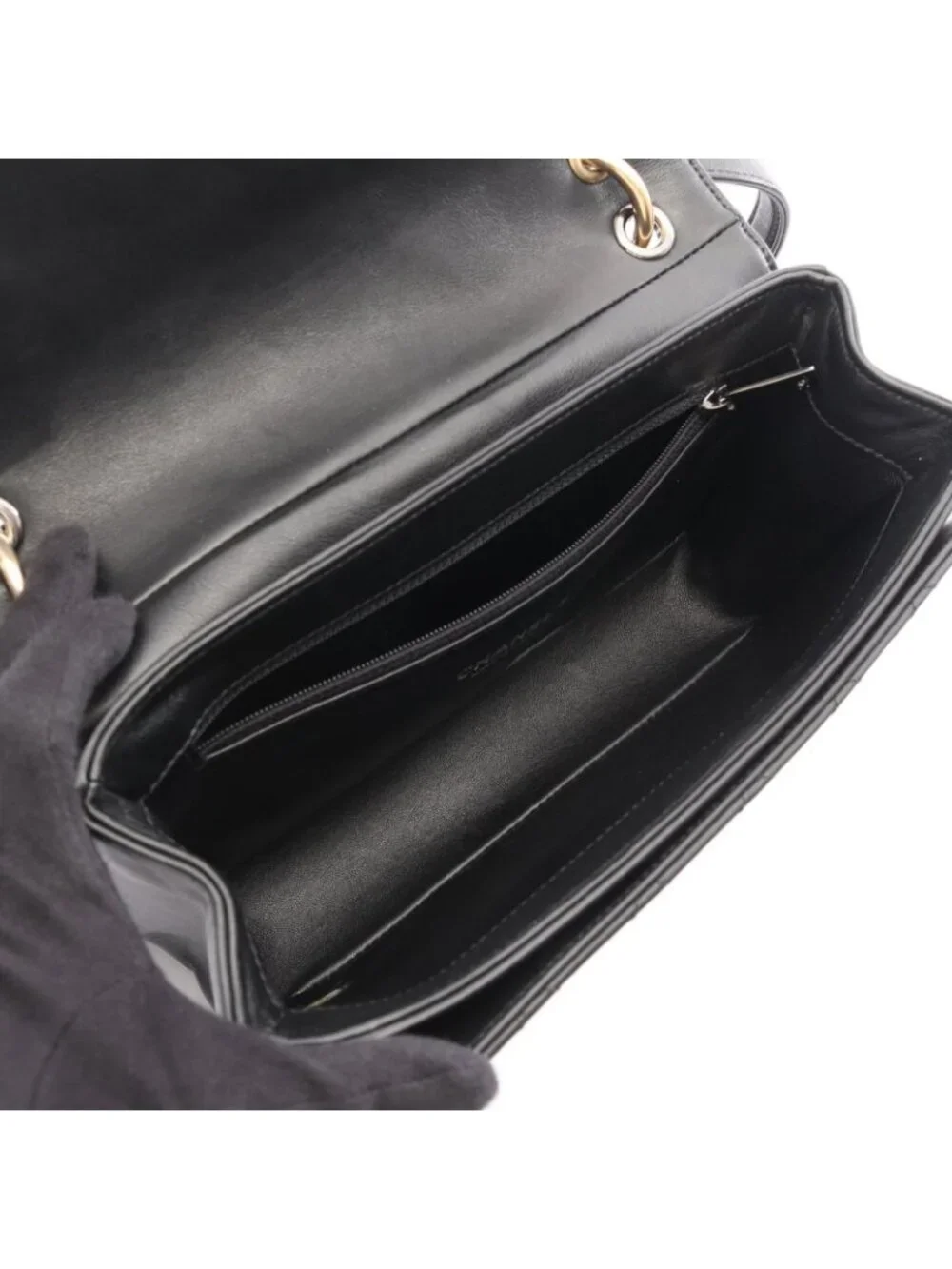 Chanel Shoulder Bag Quilted 2-Way Black Leather Chain